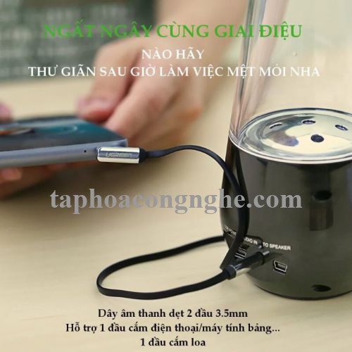 Ugreen 10761 5M màu trắng Dây Audio 3.5Mm Dẹt Mạ Vàng 1 Đầu Vuông 90 Tpe AV119 30010761